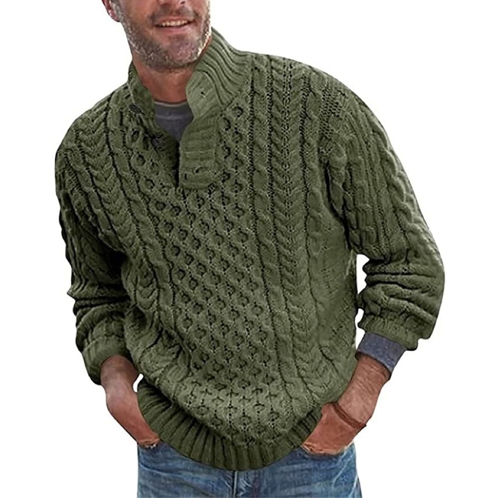 New Mens Cardigan Ribber Button Collar Sweater Multiple Sizes